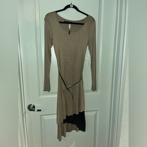 Elegant Tan and Black Women's Dress